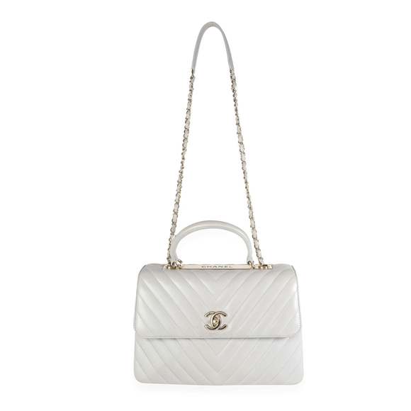 Chanel Gray Chevron Quilted Lambskin Trendy CC Top Handle Flap Bag - Picture 4 of 8